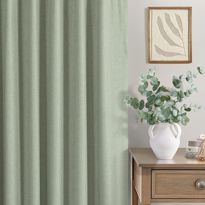 Small Short Blackout Curtains 54 Inch Length for Bedroom 2 Panels Back Tab Pleated Light Sage Green Room Darkening Insulated Thermal Drapes Window Treatment Curtain Panels for Living Room Boho Decor-Ruum Studio Home