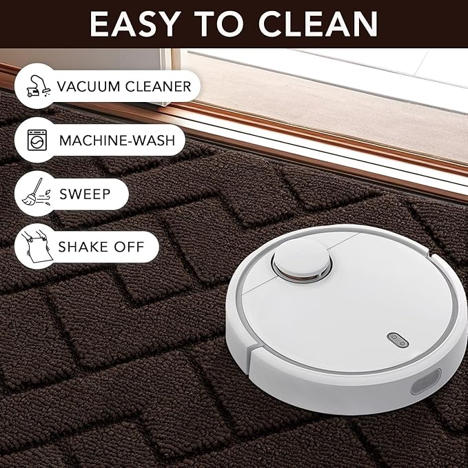 hicorfe Indoor Doormat,Front Back Door Mat Rubber Backing Non Slip Door Mats 47"x71" Absorbent Resist Dirt Entrance Doormat Inside Floor Mats for Entryway Washable Low-Profile(Coffee)-Ruum Studio Home