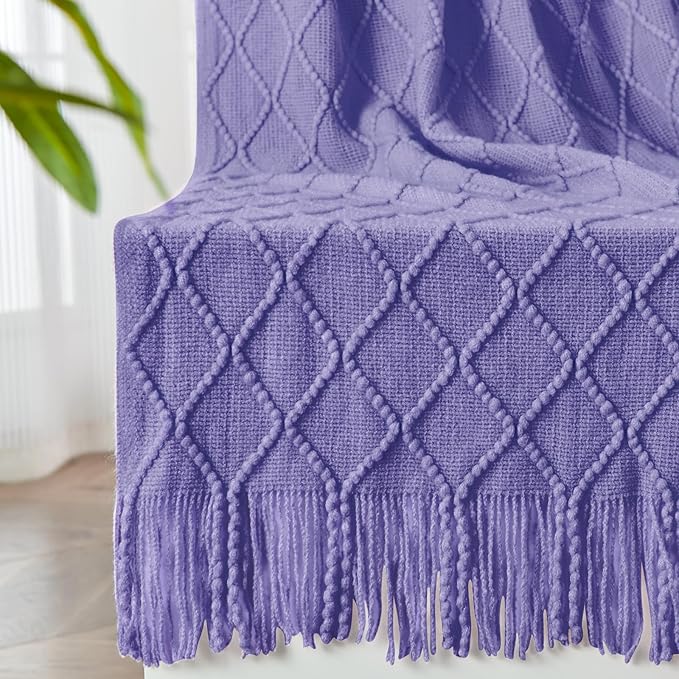inhand Knitted Throw Blanket for Couch and Bed, Soft Living Room Home Decor Knitted Blanket with Tassel, Outdoor Lightweight Breathable Summer Blanket, Farmhouse Warm Woven Decorative, 50"x60"-Ruum Studio Home