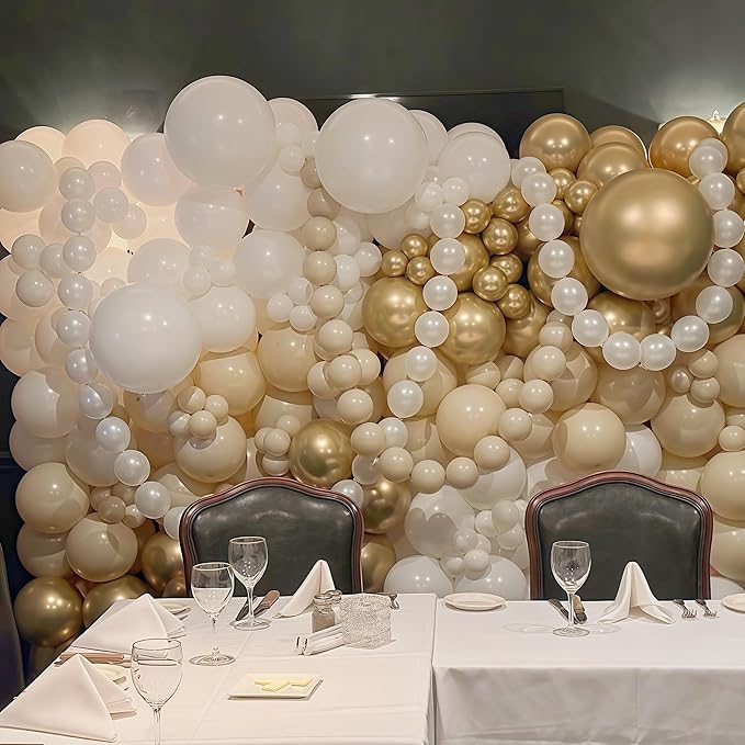 White Sand Linking Balloons, 100PCS 6 Inch Small Ivory Quick Link Balloons for Making Balloon Wall Heart Arch, Tails Balloon for Wedding Birthday Baby Shower Engagement Graduation Party Decorations-Ruum Studio Home