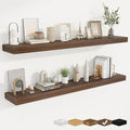 fuqing Floating Shelves for Wall, Bathroom Shelf Wall Mounted for Storage, Shelves with Invisible Bracket for Bedroom, Kitchen, Living Room, Farmhouse Small Book Shelf, 55 Inch Set of 2, Walnut-Ruum Studio Home