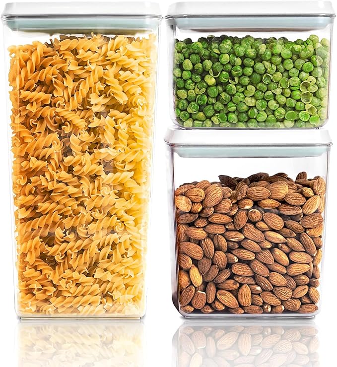 Pop Top Food Storage Containers, Leakproof Pantry Food Storage Containers, Kitchen Storage Containers with Lids Airtight 3-Piece - 3.5Qt/2.1Qt/1.3Qt-Ruum Studio Home