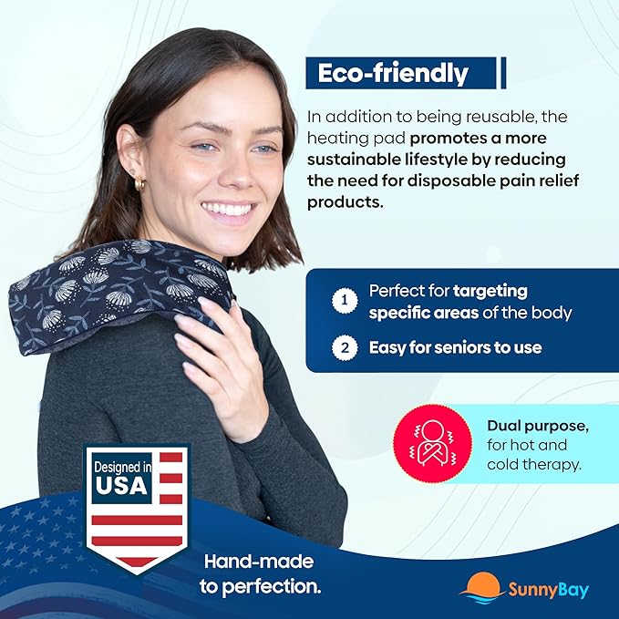 SunnyBay Small Microwave Heating Pad, Microwavable Versatile Cold/Heated Neck and Shoulder Wrap for Back Pain and More, Moist Heat Cotton-Fleece Pad with Flax Seed Filling, 6x11 in, Whispy Flower-Ruum Studio Home