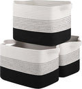 Storage Basket for Organizing, Woven Baskets for Storage, Rectangle Decorative Baskets for Shleves, Closet, Toys, Books, Nursery Organizer Bins - Pack of 3 (Gradient Black)-Ruum Studio Home