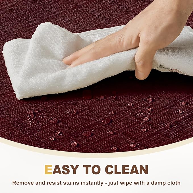 downluxe Chair Cushions for Dining Chairs, Waterproof Kitchen Chair Pads, Non-Slip Dining Seat Cushion with Ties, 17" x 16" x 2.5", Burgundy, 6 Pack-Ruum Studio Home