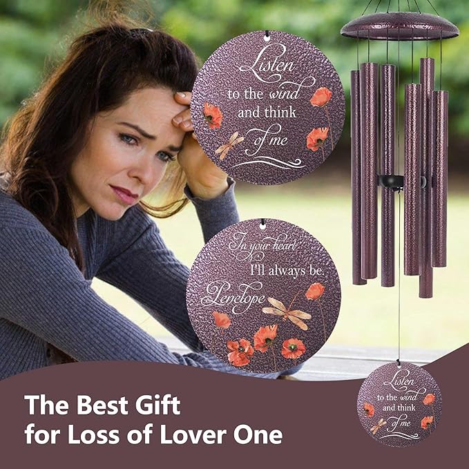ASTARIN Dragonfly Wind Chimes for Loss of Loved One, Personalized Windchimes in Memory of a Loved One, Bereavement Gifts for Loss of Father Mother, 3 Size Deep Tone Wind Chime-Ruum Studio Home