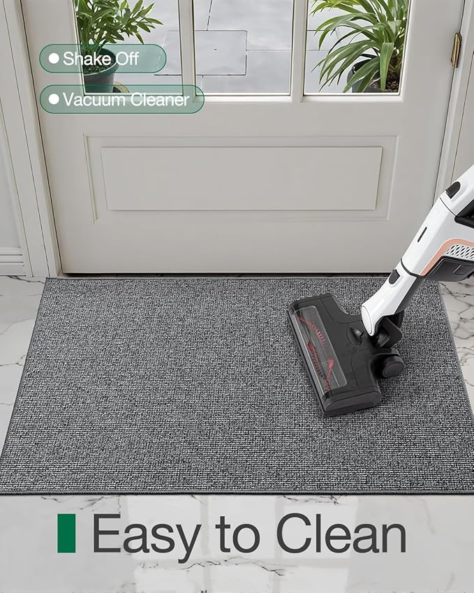 LUMI Indoor Door Mat 24"x36", Ultra Thin Low Profile Non-Slip Doormat for Home Entrance, Absorbent & Stain-Resistant Welcome Mats, Washable Entryway Mat for Front Door, Patio, Porch, Grey-Ruum Studio Home