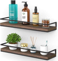 Meangood Floating Shelves Wall Mounted Set of 2, Rustic Wood Wall Storage Shelves for Bedroom,Living Room,Bathroom, Kitchen Brown-Ruum Studio Home