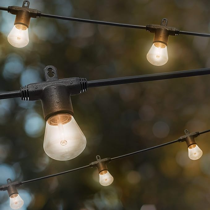 Enbrighten LED Bistro Outdoor String Lights, 48ft, 24 Shatter Resistant Lifetime Bulbs, 2200K Warm White, Weather Resistant, Indoor/Outdoor, Commercial Grade, Perfect for Backyard, Porch, Patio, 38357-Ruum Studio Home