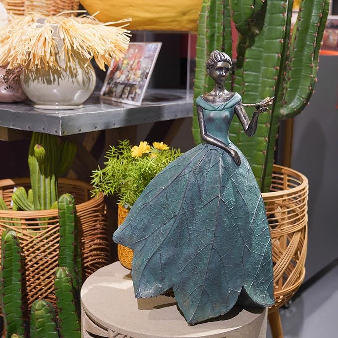 Guichifun Fairy Statue Collection Home Decoration - Leaf Angel Girls with Dragonfly Resin Home Decor for Outside or Inside Rustic Garden Outdoor Yard Decorations Figurines Gift 12 x 8.5 x 18 Inch-Ruum Studio Home