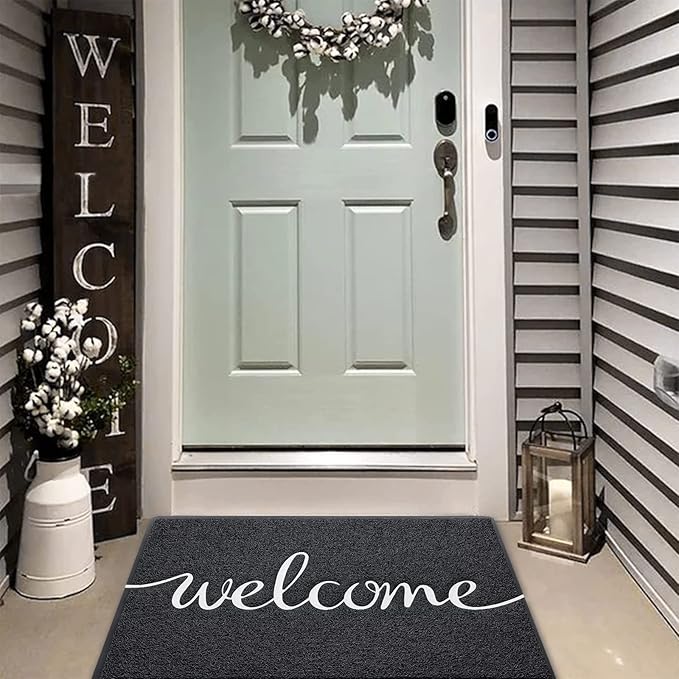 Door Mat, Welcome Mats Outdoor, Front Door Mat for Outside Entry, Doormat Outdoor/Indoor Entrance, Front Door Rugs for Entryway Indoor, for Entryway, High Traffic Areas (32"x20", Black)-Ruum Studio Home
