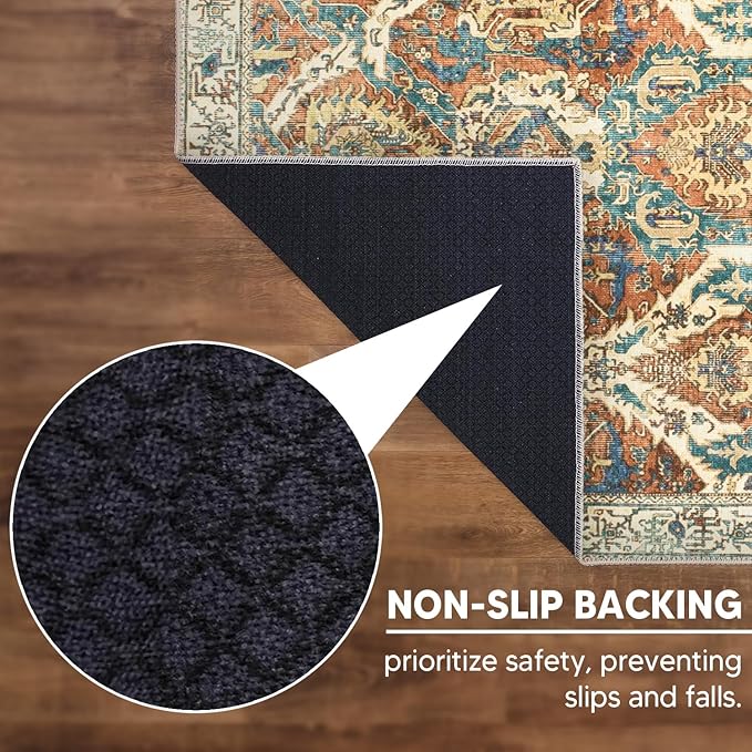 Keen Home Design 2x12 Rug - Machine Washable Runner with Non-Slip Backing, Ideal for Hallway, Entryway, Kitchen, Laundry Room - Vintage, Easy Clean, Durable, Low Pile Rug - (2'6" x 12')-Ruum Studio Home