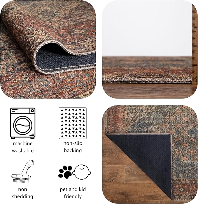Keen Home Design 9x12 Rug - Machine Washable Area Rug with Non-Slip Backing, Ideal for Living Room, Dining Room, Bedroom - Vintage, Easy Clean, Durable, Low Pile Rug - (9' x 12')-Ruum Studio Home