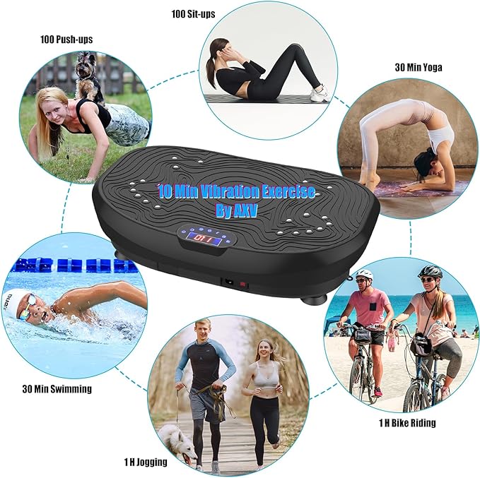 AXV Vibration Plate Exercise Machine Whole Body Workout Power Vibrate Fitness Platform Vibrating Machine Exercise Board for Weight Loss Shaping Toning Wellness Home Gyms Workout-Ruum Studio Home