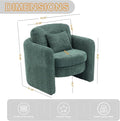 Chenille Accent Armchair Oversize Upholstered Barrel Comfy Modern Round Lounge Chair with Pillow Cozy Reading Chairs for Apartment,Office,Living Room,Dining,Makeup,Club,Green-Ruum Studio Home