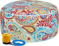 FUNHOME Inflatable Outdoor Ottoman with Air Pump,20"x9" Portable Patio Pouf,Water Resistant,Fade-Resistant,Round Blow Up Footrest Stools for Home Garden Camping Travel(Phoenix)-Ruum Studio Home