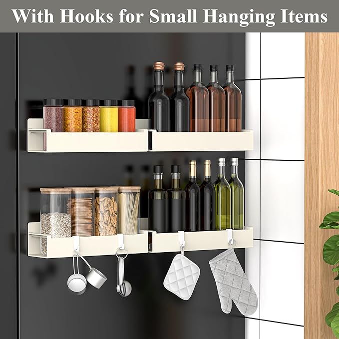 4 Pack Magnetic Spice Rack Organizer for Refrigerator and Oven, Cream White Fridge Organizers and Storage for Kitchen-Ruum Studio Home