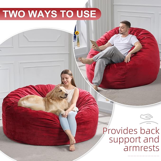 Hobestluk 5FT Bean Bag Chair Giant Bean Bag Chairs for Adults Large Bean Chairs with Removable Cover, Beanbag Chair with Filler, Adult Bean Bag Chairs for Living Room, Bedroom-Ruum Studio Home
