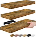 Sorbus Floating Shelves for Wall, Bathroom Shelves Wall Mounted for Kitchen, Bedroom, Bathroom Storage Over Toilet, Hanging Book Shelf for Wall Home Decor Living Room (Rustic Brown, 3 Pack)-Ruum Studio Home