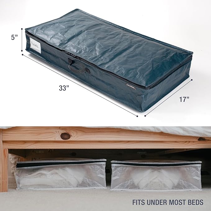 CleverMade Under Bed Storage Bag - Collapsible Storage for Shoes and Clothes Easy Use - Heavy Duty Utility Bag Home-Ruum Studio Home