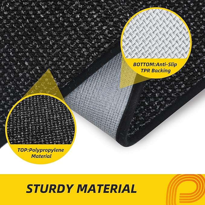 JSEI Dirt Trapper Door Mat 24"x60" Non-Slip Washable Entrance Mat, Dog Doormats, Absorbent & Fade-Resistant Floor Mats, Low Profile Welcome Mats for Entryway, Front Door, and Inside Entrance, Black-Ruum Studio Home