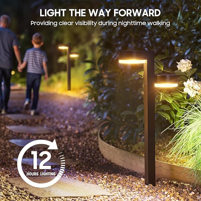 Solar Pathway Lights Outdoor Waterproof, 2 Pack with 4 Head Solar Lights Outdoor Super Bright Up to 12Hrs, Auto On/Off Garden Light for Yard Patio Path Walkway Driveway Outside Decor-Ruum Studio Home