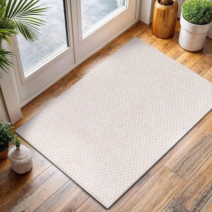 CAMILSON Easy Jute Rug 2x3, Indoor Outdoor Off-White Farmhouse Area Rugs for Living Room and Kitchen Rug, Solid Woven Design, Easy-Cleaning, Washable Outside Carpet Alfombras (2 x 3)-Ruum Studio Home
