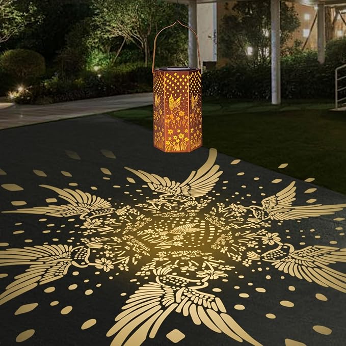 2 Pack Hummingbird Solar Lanterns Outdoor Waterproof - Birthday Gifts for Women, Men, Mom, Solar Lights Outdoor Hanging Garden Decor for Outside, Patio, Outdoor, Yard, Lawn, Balcony-Ruum Studio Home
