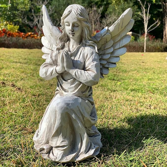 Praying Angel Garden Statue, Religious Fairy Sculpture Waterproof Decorative Figurine Art Decor for Patio, Lawn, Yard, Housewarming Ornament Present Angels HSa-1-Ruum Studio Home