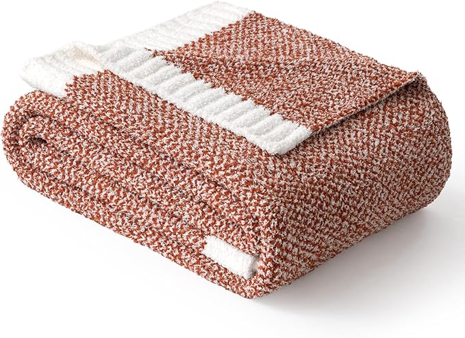 MIULEE Fall Rust Super Soft Throw Blanket for Couch, Cozy Fluffy Warm Throws Knit Blankets for Sofa, Bed, Chair, Living Room, Camping, Picnic, 50 x 60 inch-Ruum Studio Home