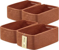 Small Storage Baskets for Organizing | Closet Organizer Bins | Shelf Toy Basket | Woven Rope Baskets | Cube Decorative Box | Shallow Basket | 13x8.5x5.1” | 4 Packs Oxide Red-Ruum Studio Home