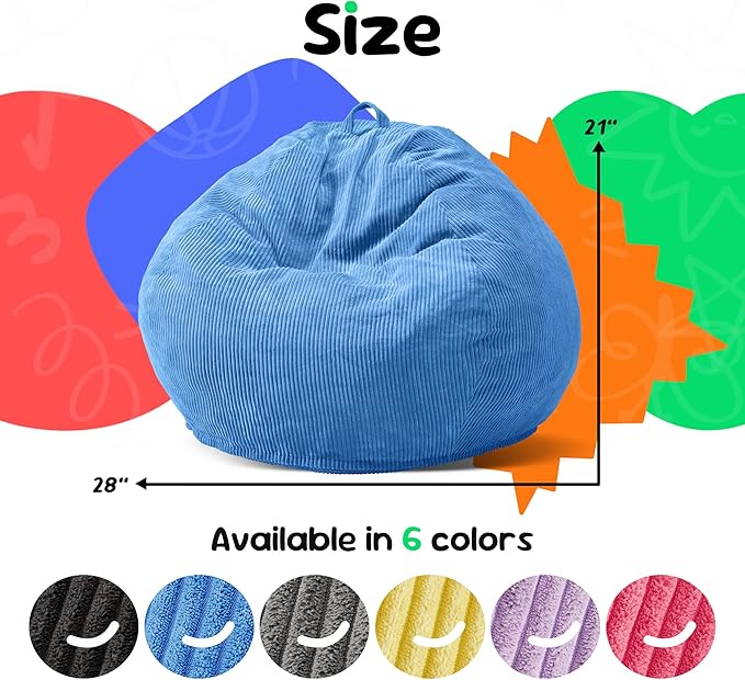 Hobestluk 2.5FT Bean Bag Chair Beanbags Small Bean Bag Chair with Filler Included Teardrop Bean Bag with Removable Cover for Bedroom Living Room (Small, Blue)-Ruum Studio Home