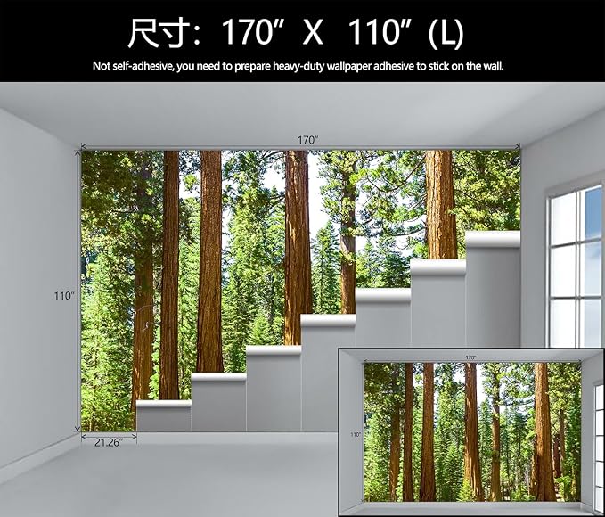 WFBHUA-Redwood Forest Wallpaper Green Woodland Tree Wallpaper for Bedroom Large Art Wall Murals for Living Room Office (Not Peel and Stick)-Ruum Studio Home