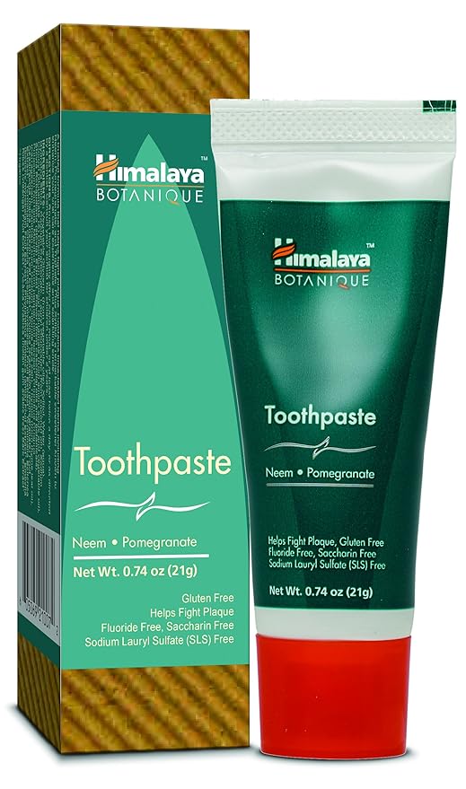 Himalaya Botanique Neem & Pomegranate Travel Toothpaste, Mint Flavor - Travel Size Fluoride Free Toothpaste Fights Plaque & for Fresh Breath - Vegan, Gluten Free, No SLS, 0.74 oz (Pack of 20)-Ruum Studio Home