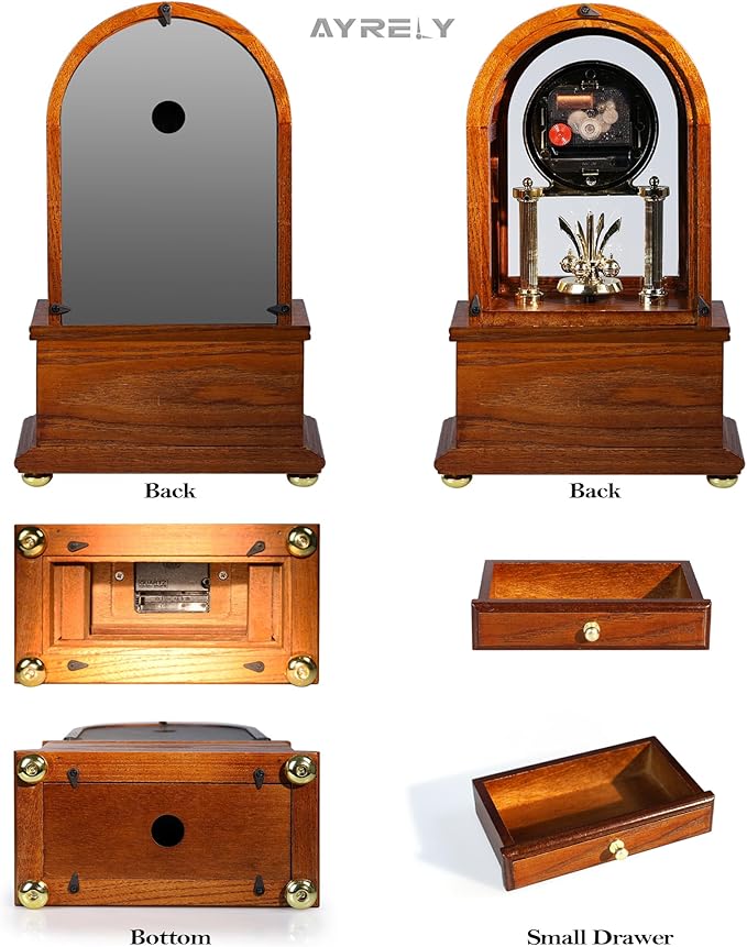 AYRELY® Wooden Table Anniversary Clock, Antique Shelf Clocks, Revolving Pendulum Mantel Clocks, Desk Grandfather Clock for Living Room, Home Decor Gift-Ruum Studio Home