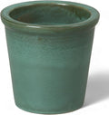 Emissary Round Stoneware Planter (Parent SKU 12012) (Green, 8" D x 7" H)-Ruum Studio Home