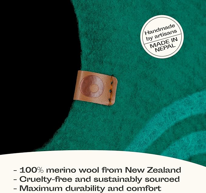 MEOWFIA Cat Cave – Premium Felt Cat Bed for Indoor Cats, Handmade 100% Merino Wool (Medium, Emerald)-Ruum Studio Home