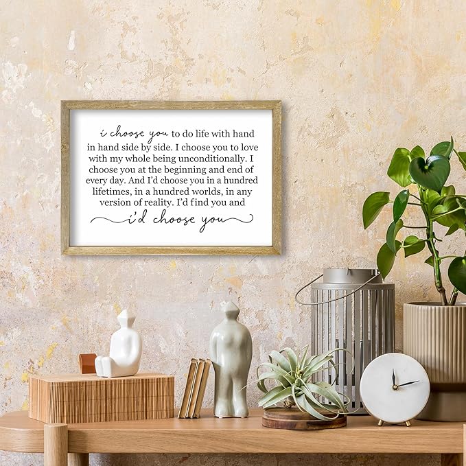 I Choose You To Do Life Sign Wall Decor 16X11 I Love You InchRomantic Marriage Art Wooden Framed Wall Hanging (Wood)-Ruum Studio Home