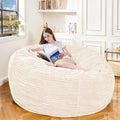 Large Bean Bag Chair, 5FT Giant Beanbag Chairs with Memory Foam Filled, Bean Bag Chairs for Adults, Ultra Soft Lazy Sofa for Living Room Bedroom (White)-Ruum Studio Home
