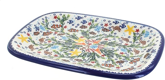 Blue Rose Polish Pottery Atlantis Medium Rectangular Serving Platter-Ruum Studio Home