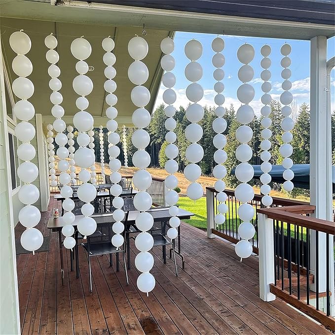 White Link Balloons, 100PCS Linking Balloons with Tail for Making Balloon Wall Arch and Chains, Pearl Quick Balloon for Wedding Birthday Baby Shower Engagement Graduation Party Decorations (6inch)-Ruum Studio Home