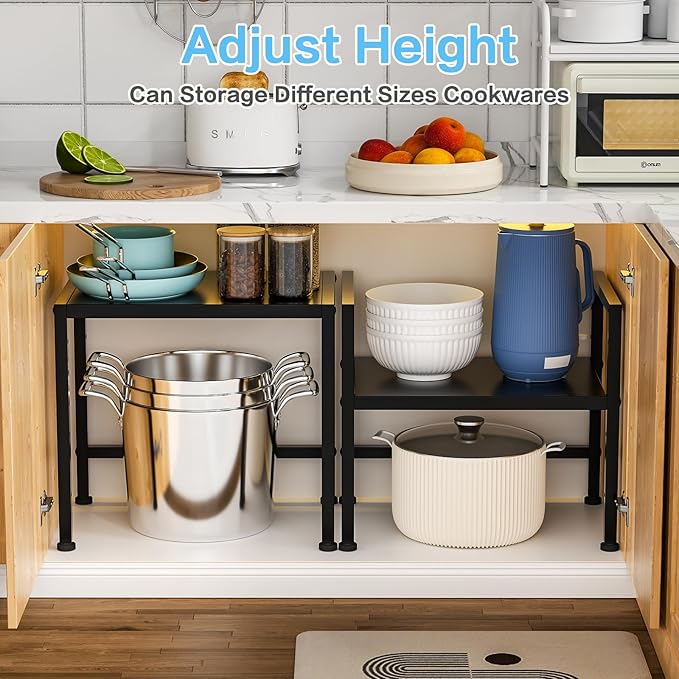 17.3 Inches Metal Storage Shelves,150LBS Heavy Duty Shelving Units and Storage For Small Appliance,Adjustable Utility Storage and Organization Shelf Rack For Kitchen Cabinet Closet Under Sink Pantry-Ruum Studio Home