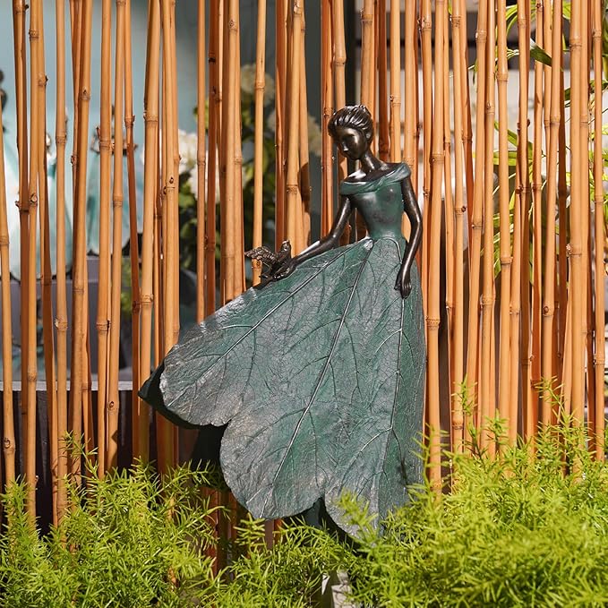 Guichifun Fairy Statue Collection Home Decoration - Leaf Angel Girls Resin Home Decor for Outside or Inside Rustic Garden Outdoor Yard Decorations Figurines Gift 14.25 x 9 x 20.25 Inch-Ruum Studio Home