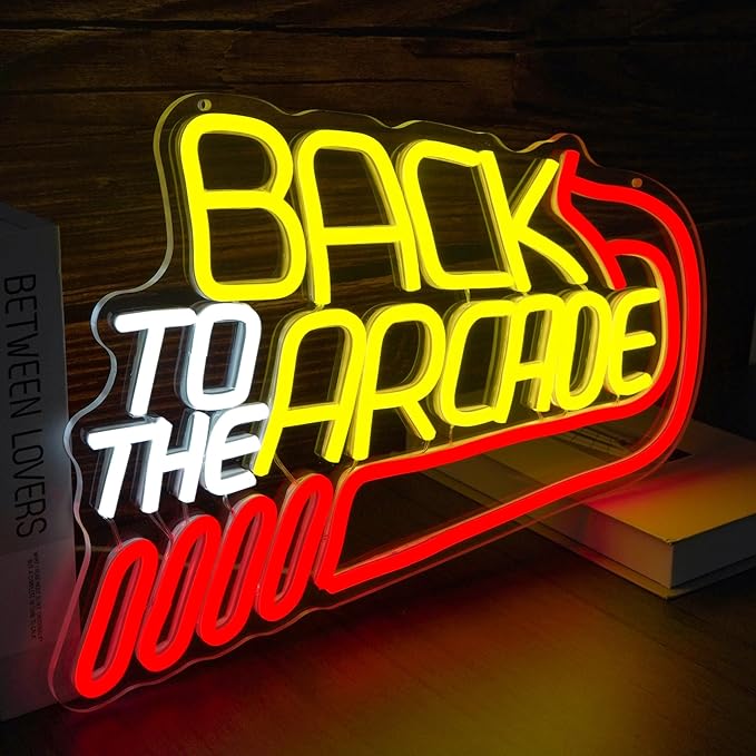 Retro Arcade Neon Sign Large Back to the Arcade Neon Light Dimmable Gamer Neon Signs for Wall Decor USB Powered Vintage Gaming Signs for Bar Game Room Man Cave(15.7 * 10.7inch)-Ruum Studio Home