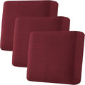 H.VERSAILTEX Super Stretch Individual Seat Cushion Covers - Sofa & Couch Cushion Slipcover Sets - Thick Jacquard Textured Twill Fabric (3 Piece XL Sofa Cushion Covers, Burgundy Red)-Ruum Studio Home