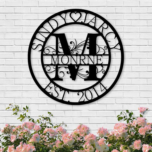 Custom Metal Sign | Personalized Family Name Sign | Monogram Wall Decor | Metal Name Sign| Split Letter Name | Anniversary Wedding Gifts| Custom Outdoor Signs | Metal Wall Art | Couple Gift-Ruum Studio Home