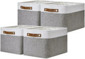 DULLEMELO Fabric Baskets for Storage, Office, Home,Nursery,Organizing Baskets for Shelves, Bedroom, Toys,Gift,Fabric Storage Basket with Handles(White&Grey,15"x11"x9.5",4-Pack)-Ruum Studio Home