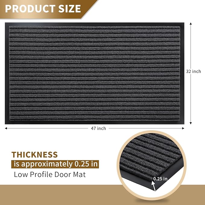 Yimobra Front Door Mat Outdoor Indoor Entrance, 100% Waterproof All-Season All Weather Doormat, Welcome Matt Outside Entry, Non Slip, Low Profile, Heavy Duty Patio Porch Floor Mats,47 x 32,Grey-Ruum Studio Home