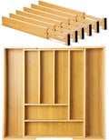 7 Pcs Adjustable Bamboo Drawer Dividers Expandable Drawer Organizers Cutlery Tray Spring Separators Organization for Kitchen Bedroom Bathroom Dresser Office-Ruum Studio Home