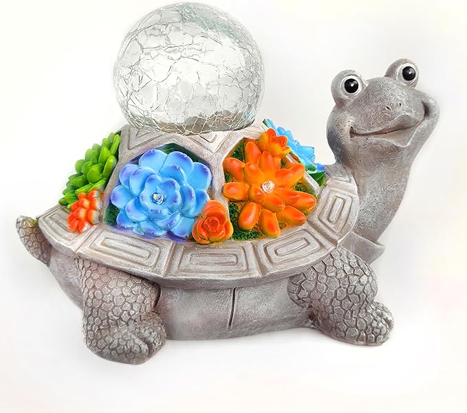JOYBEE Solar Turtle Garden Statue Outdoor Decor-Turtle Solar Figurines Lights Decorations for Patio Yard Lawn Ornaments-Turtle Gifts for Birthday Easter Housewarming(Color)-Ruum Studio Home